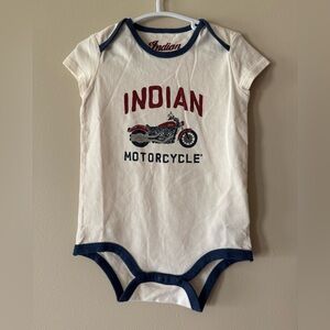 Indian Motorcycle Cream and Blue infant Onesie